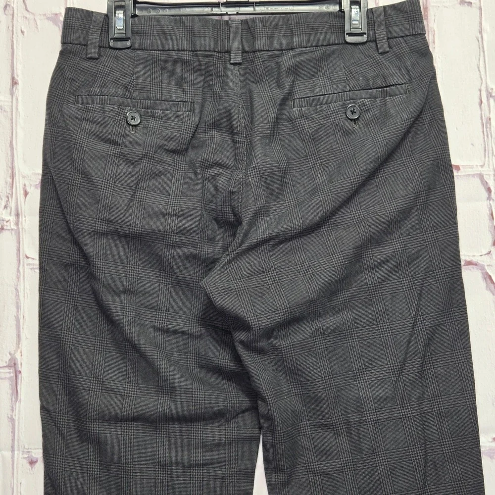Gap Straight Fit Pants Black Grey Plaid Cotton Glen Check Trousers Mens 33x30